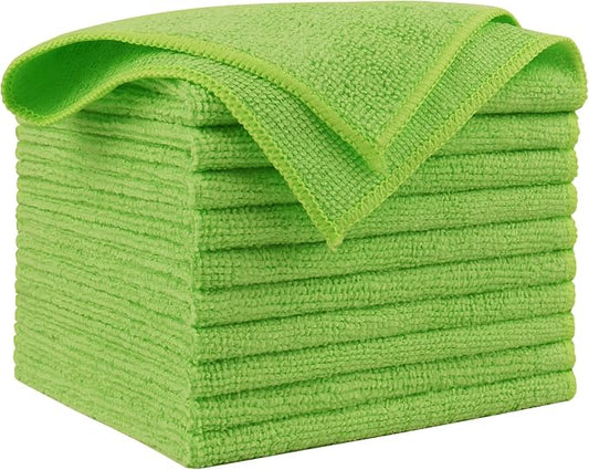 AIDEA Microfiber Cleaning Cloth, 10PK, Microfiber Towels for Cars, Premium All Purpose Car Cloths, Dusting Cloth Cleaning Rags, Absorbent Towels for SUVs, House, Kitchen, Window, 12"×12", Green