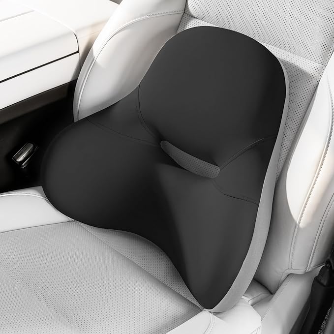 BEBAS Ergonomic Lumbar Support Pillow for Car, Memory Foam Back Support for Driving, Lower Back Pillow for Pain Relief, Comfort Lumbar Cushion for Office Chairs, Car Seat, Wheelchair -Black