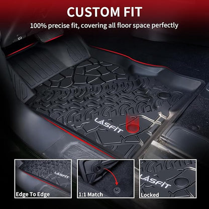 LASFIT Floor Mats & Cargo Liner for Ford Bronco 4-Door Carpet Floor Only 2026 2025 2024 2023 2022 2021 All Weather TPE SUV Trunk Mat Custom Fit Cargo Area Mat, 1st+2nd Row+Trunk Liner Full Set
