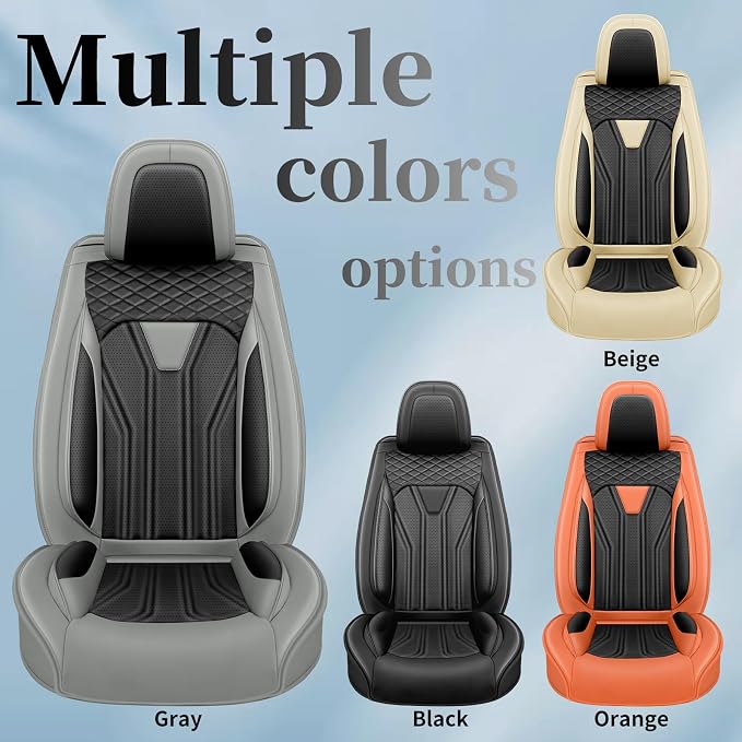 Fit Compass Car Seat Covers for Jeep Compass 2007-2025 2026 -Full Set Premium Leather, Waterproof & Breathable，All-Weather Seat Cushion Protecto & Airbag Compatible, 2 Front Seat Gray & Black