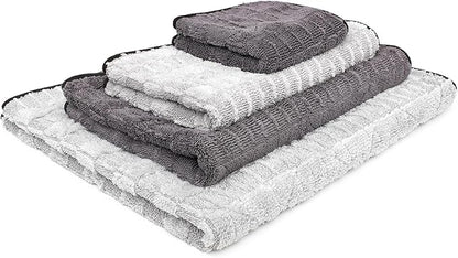 The Rag Company Gauntlet Car Drying Towel, Ultra-Absorbent 70/30 Blend Korean Microfiber, Dries Vehicles Faster Without Scratching, 900 GSM, 30x36 Inches, Ice Grey/Grey, 1-Pack