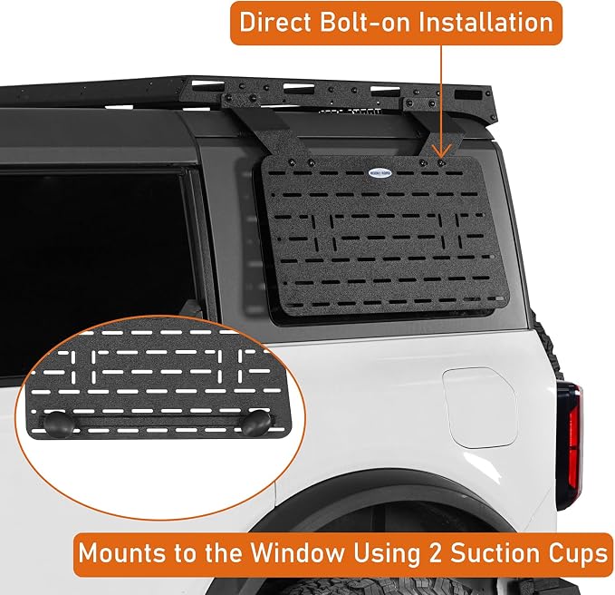 Hooke Road Bronco Rear Window Exterior Storage Molle Panel Kit Compatible with Hooke Road Roof Rack for 2021-2026 Ford Bronco Hardtop 4-Door