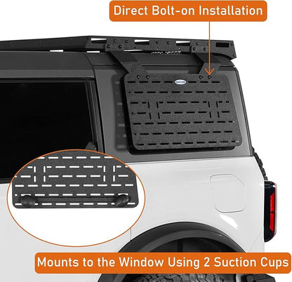 Hooke Road Bronco Rear Window Exterior Storage Molle Panel Kit Compatible with Hooke Road Roof Rack for 2021-2026 Ford Bronco Hardtop 4-Door