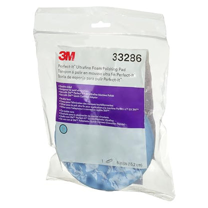 3M Perfect-It Ultrafine Polishing Pad, 33286, 6 in, 1 Pad, Blue, Double sided, Waffle Face, Polishing for Automotive