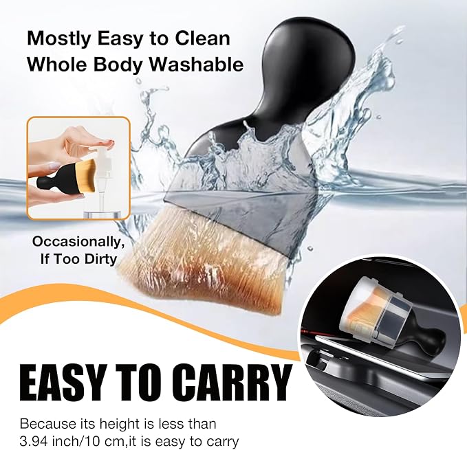 Microfiber Car Detailing Brush – Dual Use for Wet & Dry Cleaning, Soft Bristles Interior Duster for Dashboard, Air Vents, Leather Seats, and Home Use