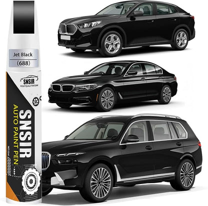 Car Touch up Paint(668 Jet Black) Compatible with BMW | Automotive Paint Pen for BMW 3/4/X1/X2/X4/i4, Car Paint Pen Scratch Repair Two-In-One Touch Up Paint