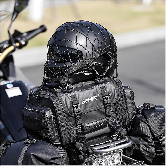 Rhinowalk Motorcycle Luggage Net Cargo Net Helmet Luggage Net with Adjustable Plastic Hooks for Motorcycles and Bicycles