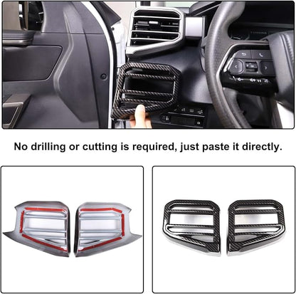 Aunginsy Center Console Side Air Conditioning Outlet Trim Cover Compatible with Toyota Tundra/Sequoia 2022-2026, Dashboard Side A/C Wind Vent Panel Decorative Frame Protector ABS Interior Accessories