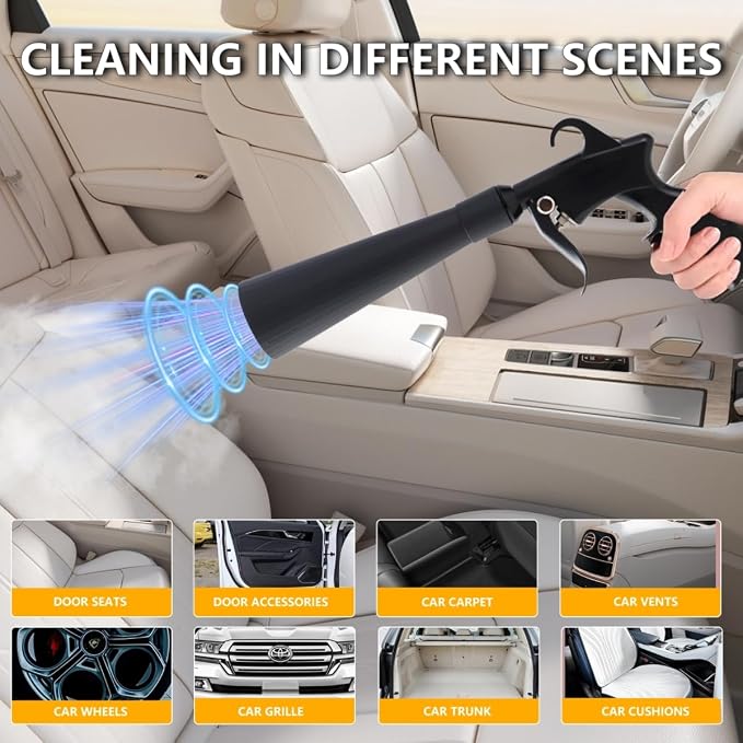 Tornado Detailing Car Cleaning Gun with Metal Nozzle | Interior Drying Air Gun | High Pressure Blower Gun | Car Cleaning Kit for Swiftly Removing Dirt and Dust with Air Flow