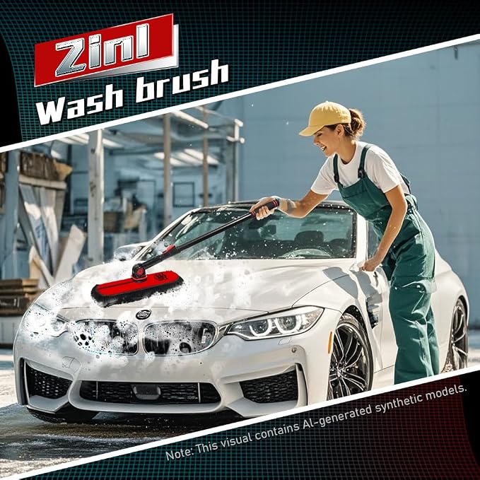 Car Cleaning Supplies Duster, 2In1 Car Wash Brush Mop & Car Duster Mop with 1 Long Handle, Microfiber Brushes Washing Exterior Scratch Free for Boat RV Truck, Gifts for Men Women