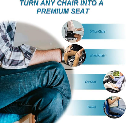 Gel Seat Cushion (20"x20"x2") for The Car or Office Chair, Super Large Gel Cushions for Elderly's Wheelchair, Temperature Neutral Grid Chair Pads for Long Sitting, Tailbone and Coccyx Pain Relief