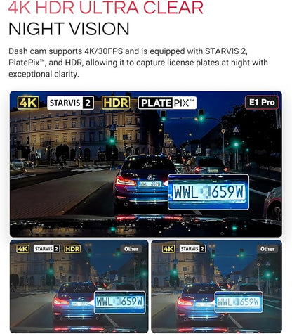 [Bundle-2 Items: Vantrue E1 Pro Dash Cam & Remote Control] 4K Mini Dashcam Front, STARVIS 2 IMX678 Night Vision HDR, Voice Control, GPS Car Cam for Minivan, Bus, RV, Car, Truck