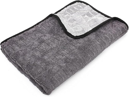 The Rag Company Gauntlet Car Drying Towel, Ultra-Absorbent 70/30 Blend Korean Microfiber, Dries Vehicles Faster Without Scratching, 900 GSM, 20x30 Inches, Ice Grey/Grey, 1-Pack
