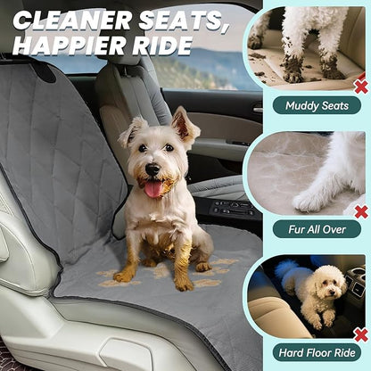 VIVAGLORY Front Dog Seat Covers, 1PACK No-Skirt Design Quilted & Durable 600D Oxford Pet Front Seat Cover with Anti-Slip Backing, Fits Most Cars, SUVs & MPVs, Grey