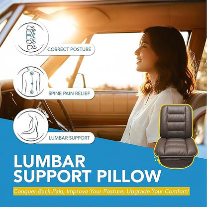 CORRIDOR Genuine Leather Seat Cushion for Car - Handmade - Relieve Hip, Pressure and Sciatica Pain - Ideal for Lower Back Pain - for Office Chair and Car Seat (Coffee Brown, Seat + Backrest)