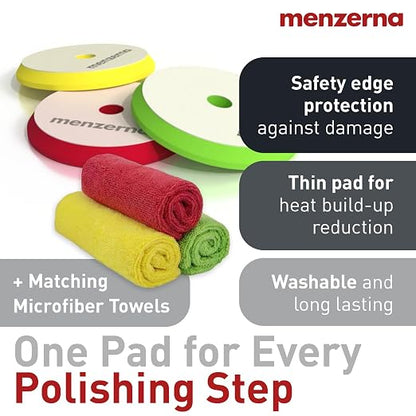 menzerna Polishing Set 8oz – HCC1000, MCC2500 & SFP3800 | 3-Step System incl. 3 Matching 6-Inch Pads & 3 Matching Microfiber Towels for Scratch Removal, Swirl Elimination & Mirror-Like Finish