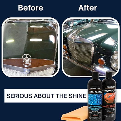 Detail Bundle: Tech Shine & Show Polish - Ceramic Coating for Cars, Liquid Car Wax, Car Polish, Ceramic Polymer Coating, Hydrophobic Top Coat Polish and Sealer, Base Coat Sealant, Applicator