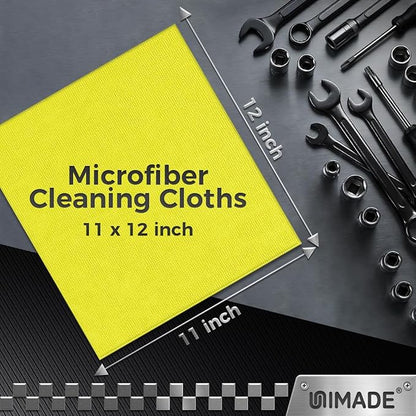 UNIMADE Microfiber Cleaning Cloth, 24 Pack Reusable Microfiber Towels for Cars Lint Free Cleaning Shop Towel Rags for Home Kitchen Automotive Bar Mechanic Restaurant Garage, 11"x 12", Multicolor