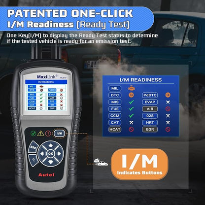 Autel MaxiLink ML519 Enhanced Mode 6 OBD2 Scanner Auto Diagnostic Scan Tool Check Engine Fault Code Reader CAN Scan Tool, Upgraded Ver. of AL319 Black