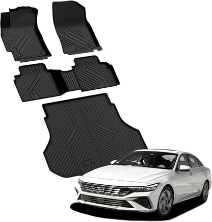 LASFIT Floor Mats & Cargo Mat for Hyundai Elantra Manual 2021-2026(Only Fit Gas) / Elantra N Manual 2022-2026,All Weather TPE Custom Fit Floor Liners Car Mats & Trunk Mats Accessories, Black