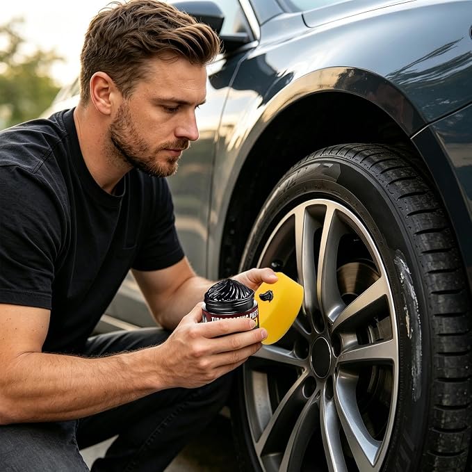 Tire Shine,50g Coating Quick Wax Paste with Sponge,Car Polishing Wax | for Indoor Outdoor Garage Cars Wheel Automotive Polishing Women Men