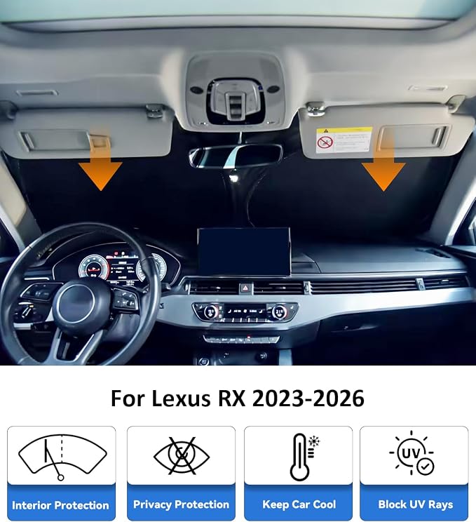 Windshield Sun Shade for 2023-2026 Lexus RX350 RX350F Sport RX350L Accessories, Car Front Window Sun Visor Protector & Heat Shield | 240T Sunshade Protection Blocks UV Rays