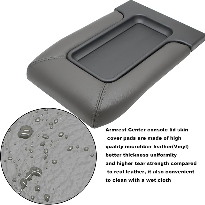 NHILES Center Console Lid Replacement Kit for 1999 2000 2001 2002 2003 2004 2005 2006 2007 Silverado/Avalanche/Suburban/Sierra/Yukon Replaces Number 19127364, 19127365, 19127366 (Dark Gray)