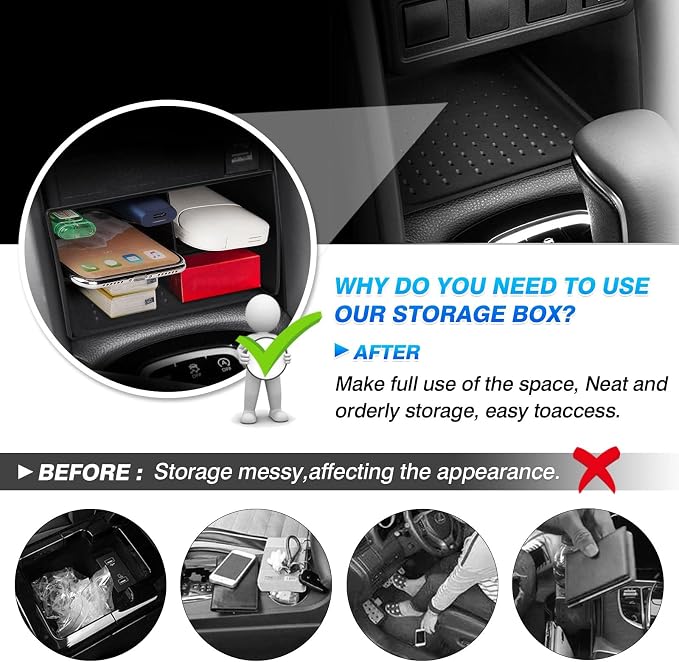 Autorder Center Console Organizer for Toyota Corolla Cross 2022-2025 Without Wireless Charger Accessories Armrest Storage Box Secondary Insert Tray Black(Not for Corolla)