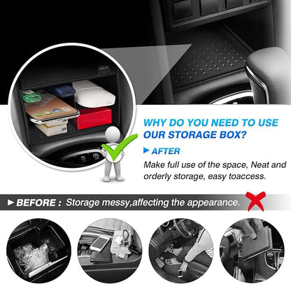 Autorder Center Console Organizer for Toyota Corolla Cross 2022-2025 Without Wireless Charger Accessories Armrest Storage Box Secondary Insert Tray Black(Not for Corolla)
