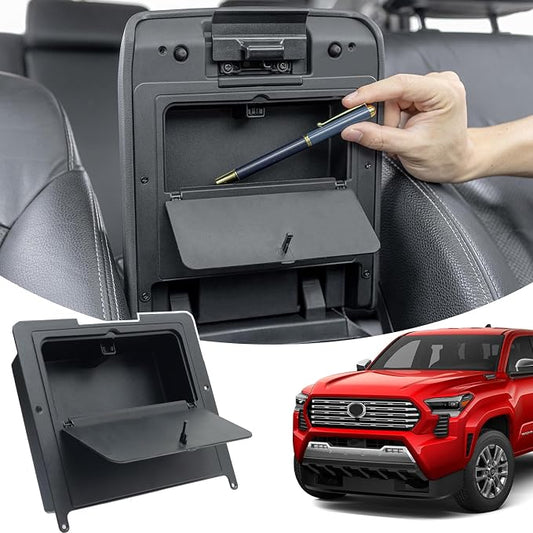 JKCOVER Center Console Hidden Box Organizer Compatible with 2024 2025 2026 Toyota Tacoma Accessories Armrest Secret Compartment Press to Open and Close（Patented Design）