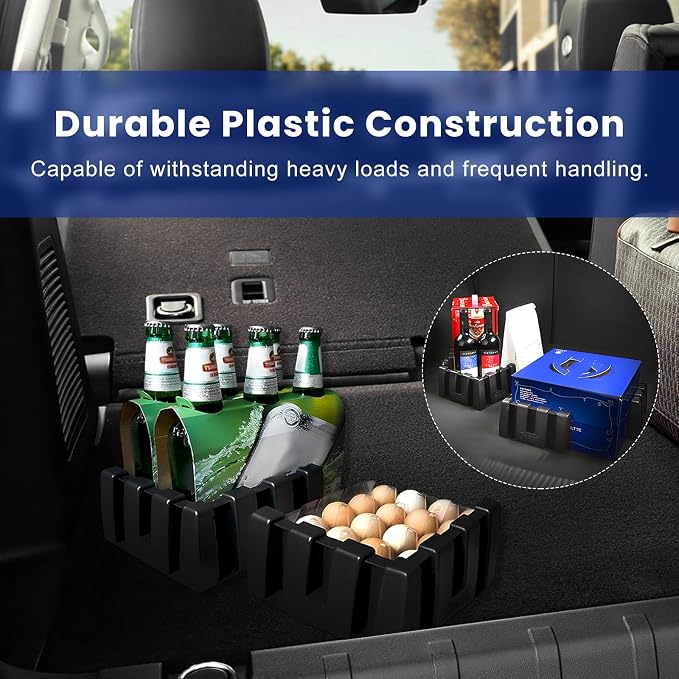 4 PCS Multipurpose Cargo Organizer Blocks, Plastic Auto Trunk Storage Organizer Used with Wool Carpet, Adjustable Cargo Trunk Divider Blocks for Trucks SUVs Vans, Car Accessories