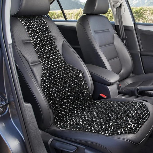 YoRise Breathable Wood Beaded Car Seat Cushion, Double-Strung Auto Back Massaging Seat Protector for Comfortable Driving, Ventilated Cooling Car Seats Cover for Fatigue Relief (Black)