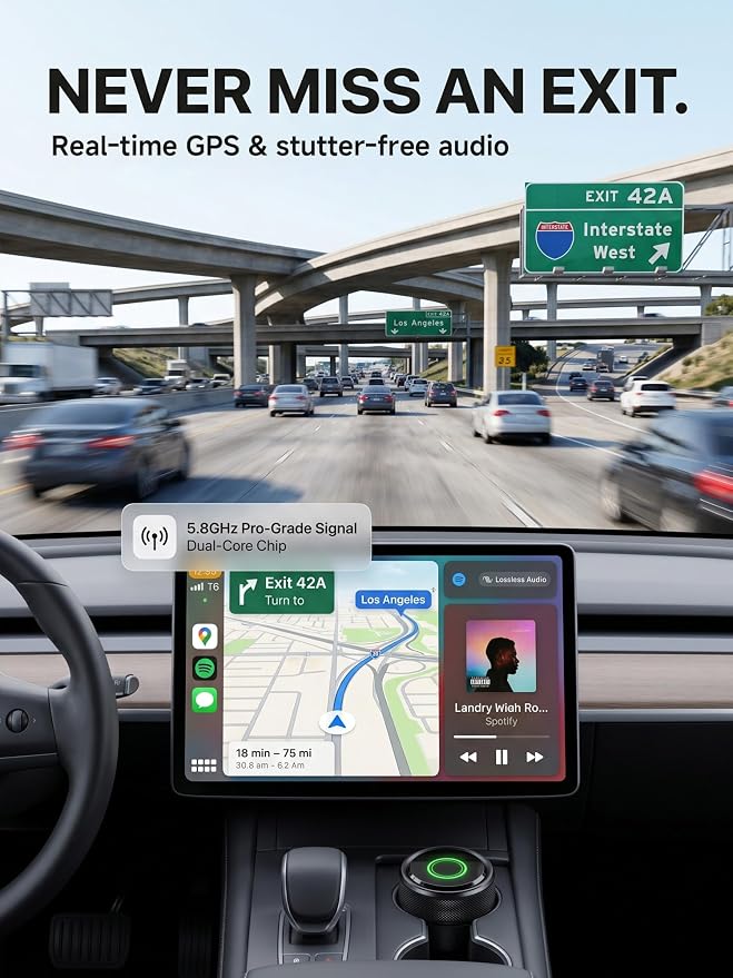 Wireless CarPlay Adapter for iPhone, 5.8GHz Mini Chip for 5s Auto-Connect, Converts Factory Wired to Wireless CarPlay, Single-Device Dedicated Connection, Only for iPhone/Wired Cars