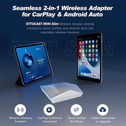 Wireless CarPlay Adapter for Apple iPhone & Android Auto, Wired to Wireless CarPlay, Converter for Android 11+ and iOS 10+, Instant Auto-Connect, No Latency