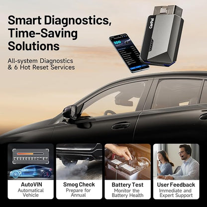 TOPDON Carpal OBD2 Scanner Bluetooth - Scanner for Car, AI-Assisted All System Diagnostic Tool for iOS & Android, Vehicle Health Check, 6 Maintenance Services, Smog Check, Repair Guide