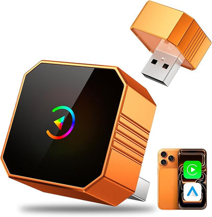 2026 Upgraded Wireless CarPlay Adapter for iPhone＆Android, Car Play Mini Wired to Wireless Adapter for CarPlay ＆Android Auto 2 in 1 Plug and Play Stable Connection