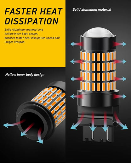 AUXITO 3157 LED Bulbs Amber for Turn Signal Lights, Super Bright 3056 3156 3057 4157 LED Bulbs with Projector for Turn Signal Blinker Reverse Back Up Parking Marker Brake Tail Lights
