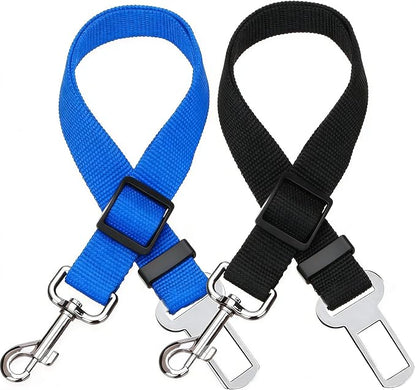 Elisel 2 Packs Adjustable Length Pet Dog Cat car seat Belt Pet seat Belt Pet Accessories for Dogs Cats and Pets (Blue Black)