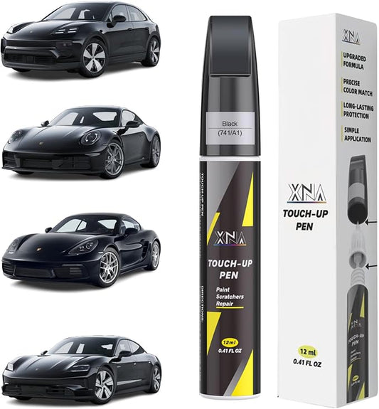 XNA Black(741/A1) for Porsche Touch Up Paint, Car Scratch Remover for Nicks and Chips Repair, 2-In-1 Quick & Easy Fix Car Scratch Repair Kit with Exact Color-Matched