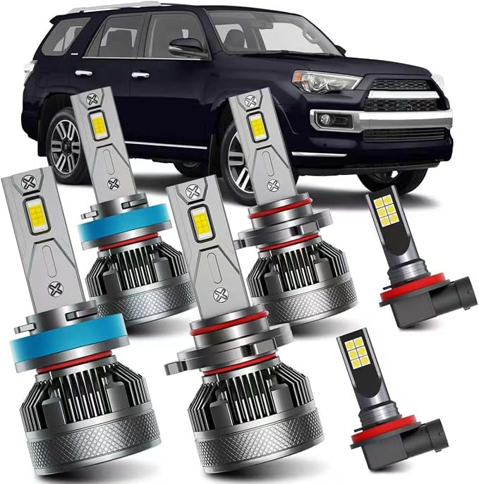 AWALITED Fits for 2010-2020 Toyota 4Runner High Low Beam Fog Lights Bulbs Combo Pack, 6000K White Plug-and-Play Super Bright Bulbs, Pack of 6