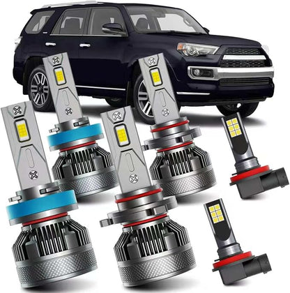 AWALITED Fits for 2010-2020 Toyota 4Runner High Low Beam Fog Lights Bulbs Combo Pack, 6000K White Plug-and-Play Super Bright Bulbs, Pack of 6