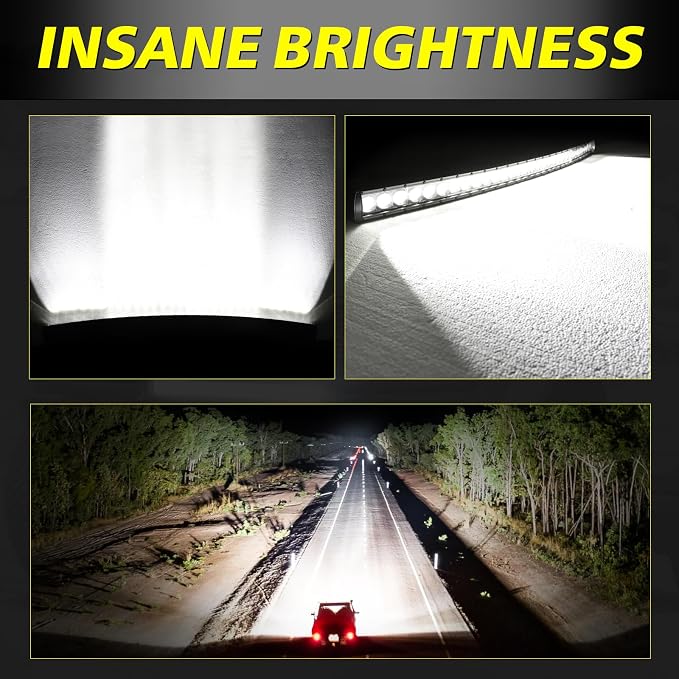 40 Inch Curved Light Bar Kit, AKD Part 210W OSRAM LED Black Series Single Row Light Bar w/Wiring Harness Spot Flood Combo Offroad Driving Slim Curve LED Lights for Trucks SUV UTV Can-am Bronco