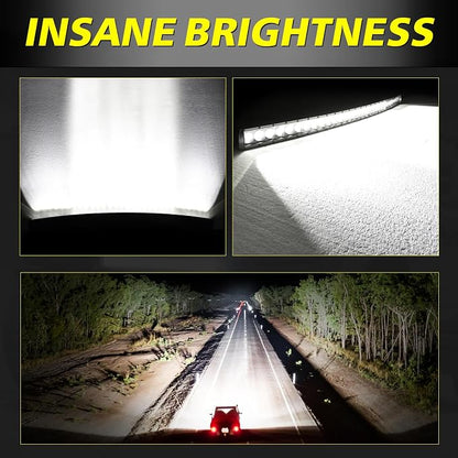 40 Inch Curved Light Bar Kit, AKD Part 210W OSRAM LED Black Series Single Row Light Bar w/Wiring Harness Spot Flood Combo Offroad Driving Slim Curve LED Lights for Trucks SUV UTV Can-am Bronco