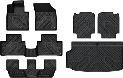 LASFIT Floor Mats & Cargo Mat & Backrest Mats for Volvo XC90 2016-2026 (Only for 7 Seats &T8 PHEV) All Weather TPE Mats Custom Fit Floor Liner for XC90 1st&2nd&3rd Row Car Mats & Cargo Liner, Black