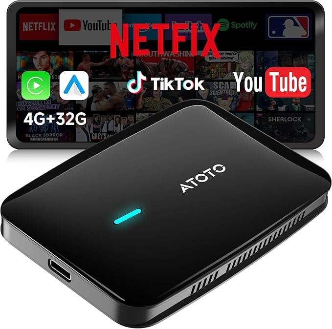 Wireless CarPlay & Android Auto Adapter, 4GB+32GB Magic AI Box | Newly Upgraded AI Assistant, Dual-WiFi Stability, Video & Music Apps, Compatible with Wired Factory CarPlay and Android Auto
