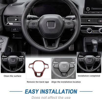 Carbon Fiber Steering Wheel Cover Compatible with 2022-2026 11th Gen Honda Civic