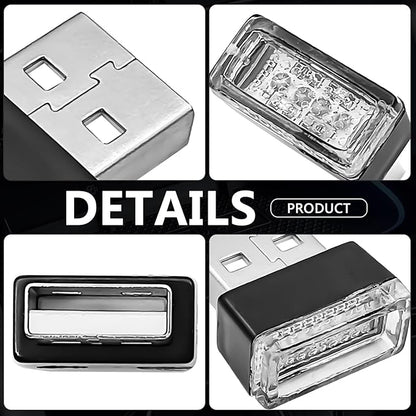 4 PCS USB LED Car Interior Ambient Lighting Kit, Portable Plug-in Atmosphere Lamp Decor Night Light, Universal Vehicle Interior Accessories for Most Cars (Blue)