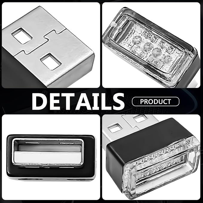 7 Pieces Car Ambient Lighting Kit USB LED Atmosphere Lamp with 7 Color Options Rechargeable Multicolor Interior Night Light for Car Truck Van SUV and Laptop Decor