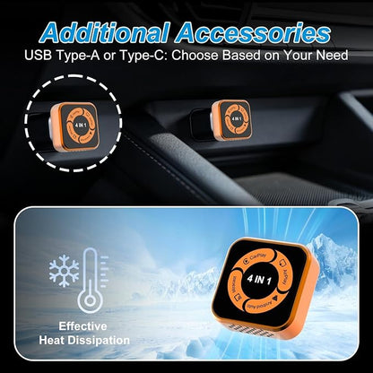 Wireless CarPlay Adapter 4 in 1-2026 Upgraded Screen Mirroring Adapter for Apple CarPlay & Android Auto & AirPlay & MirrorLink, Screen Mirror Dongle for Car, Plug & Play, Come with Type-C Extension