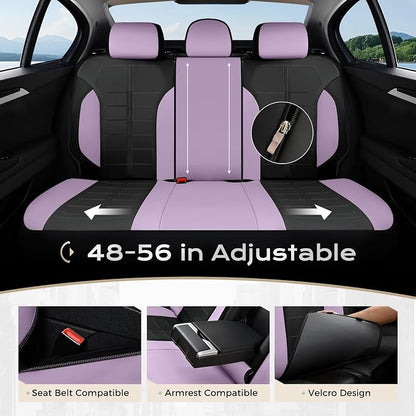 Coverado Car Seat Covers Full Set Leather Full Coverage Waterproof Seat Cover Car Seat Protector Cushion Universal Fit for Most Cars SUV Trucks, Purple&Black